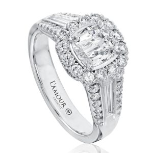 LAmour Crisscut® Cushion Shape Diamond Engagement Ring