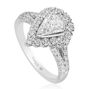 LAmour Crisscut Christopher Designs-18K WhiteGold Engagement Ring