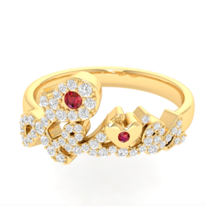 Gold Diamonds & Rubies "Lettes" Ring
