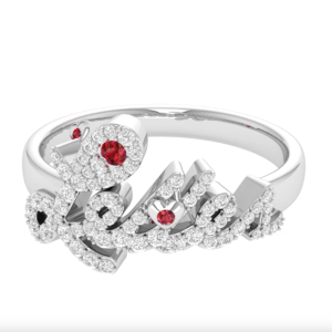 White Gold Diamonds & Rubies "Lettes" Ring