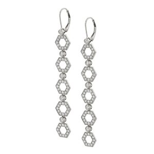 Pavé Hex Long Infinity Earrings