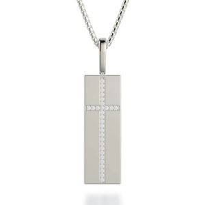 Diamond Cross Tag Necklace