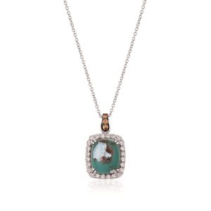 14K WHITE GOLD DIAMOND AQUAPRASE CANDY PENDANT