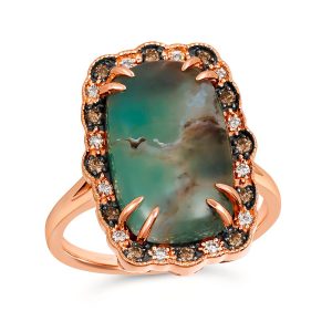 14K STRAWBERRY GOLD DIAMOND AQUAPRASE CANDY RING