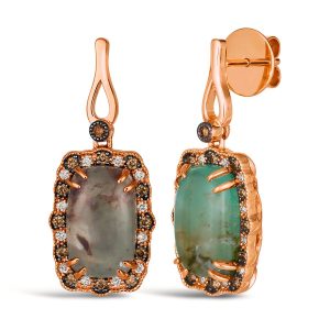 14K STRAWBERRY GOLD DIAMOND AQUAPRASE CANDY EARRIN