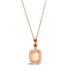 14K STRAWBERRY GOLD DIAMOND OPAL PENDANT