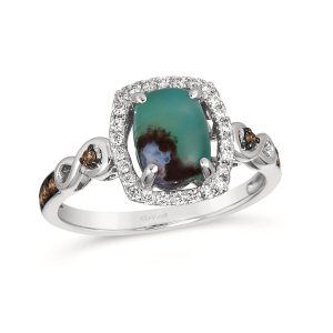 14K WHITE GOLD DIAMOND AQUAPRASE CANDY RING