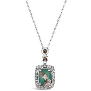 14K WHITE GOLD DIAMOND AQUAPRASE CANDY PENDANT