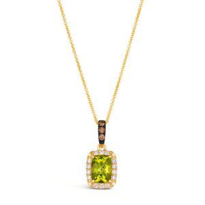 14K YELLOW GOLD DIAMOND PERIDOT PENDANT