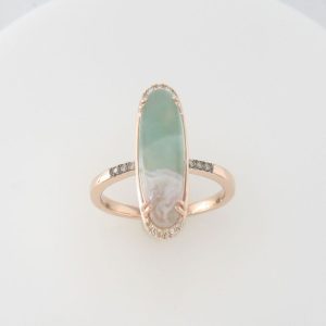 14K STRAWBERRY GOLD DIAMOND AQUAPRASE CANDY RING
