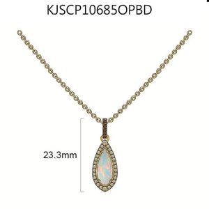 14K YELLOW GOLD DIAMOND OPAL PENDANT