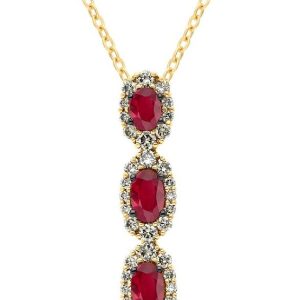 14K YELLOW GOLD DIAMOND RUBY PENDANT