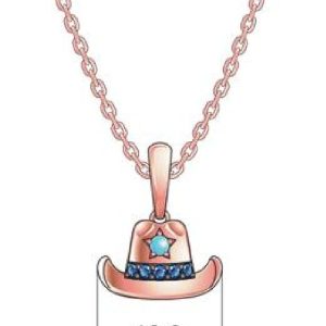 14K STRAWBERRY GOLD TURQUOISE, SAPPHIRE PENDANT
