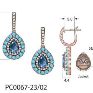 14K STRAWBERRY GOLD DIAMOND LONDON BLUE TOPAZ, TUR