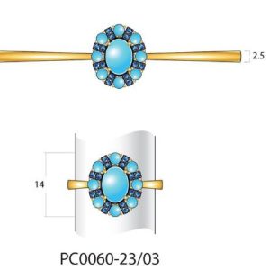 14K YELLOW GOLD TURQUOISE, SAPPHIRE RING