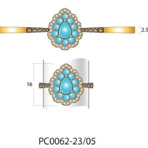 14K YELLOW GOLD DIAMOND TURQUOISE RING
