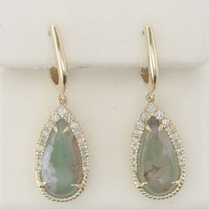 14K YELLOW GOLD DIAMOND AQUAPRASE CANDY EARRINGS