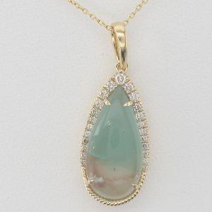 14K YELLOW GOLD DIAMOND AQUAPRASE CANDY PENDANT