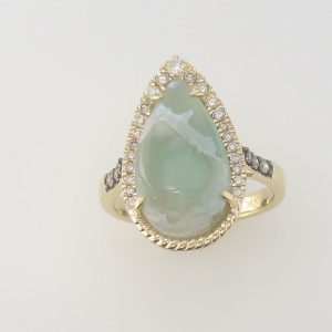 14K YELLOW GOLD DIAMOND AQUAPRASE CANDY RING