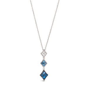 14K WHITE GOLD WHITE SAPPHIRE, SAPPHIRE OMBRE PEND