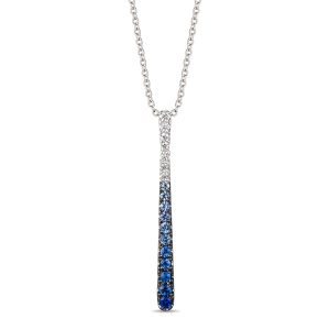 14K WHITE GOLD SAPPHIRE OMBRE, WHITE SAPPHIRE PEND