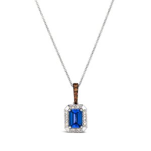14K WHITE GOLD DIAMOND TANZANITE PENDANT