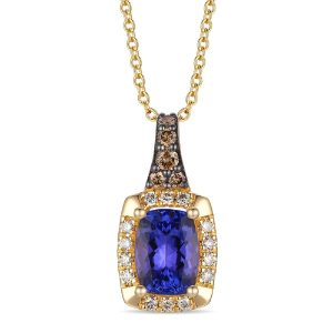 14K YELLOW GOLD DIAMOND TANZANITE PENDANT