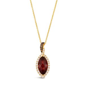 14K YELLOW GOLD DIAMOND GARNET PENDANT