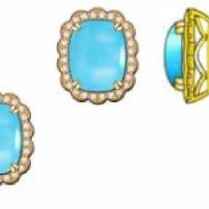 14K YELLOW GOLD DIAMOND STABILIZED TURQUOISE EARRI