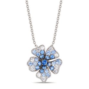 14K WHITE GOLD SAPPHIRE OMBRE, WHITE SAPPHIRE PEND