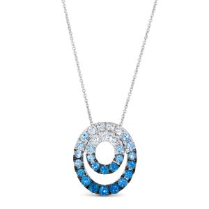 14K WHITE GOLD SAPPHIRE OMBRE, WHITE SAPPHIRE PEND