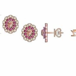 14K STRAWBERRY GOLD DIAMOND MORGANITE, PINK SAPPHI