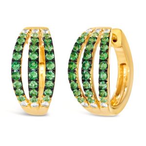 14K YELLOW GOLD TSAVORITE OMBRE, WHITE SAPPHIRE EA