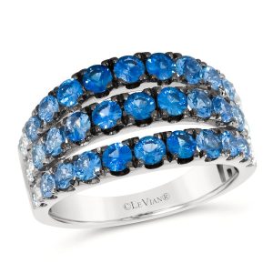 14K WHITE GOLD SAPPHIRE OMBRE, WHITE SAPPHIRE RING