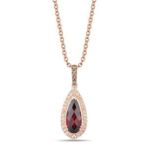 14K STRAWBERRY GOLD DIAMOND GARNET PENDANT
