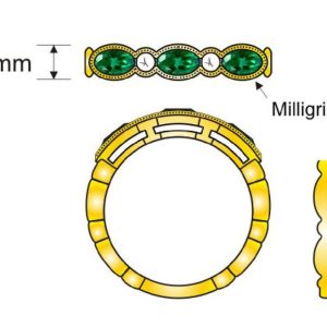 14K YELLOW GOLD DIAMOND EMERALD RING