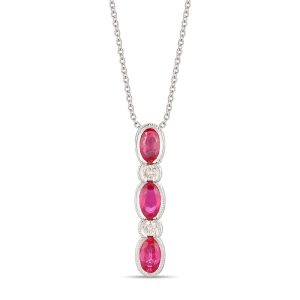 14K WHITE GOLD DIAMOND RUBY PENDANT