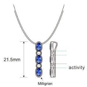 14K WHITE GOLD DIAMOND SAPPHIRE PENDANT