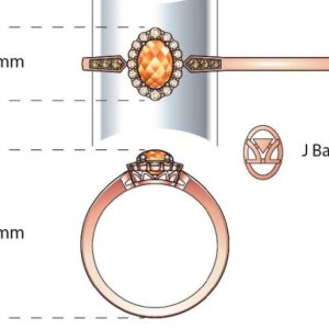 14K YELLOW GOLD DIAMOND FIRE OPAL RING