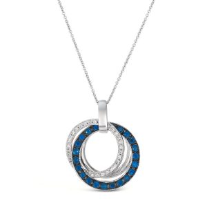 14K WHITE GOLD DIAMOND SAPPHIRE PENDANT