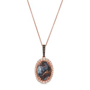 14K STRAWBERRY GOLD DIAMOND AQUADITE BLACK PENDANT
