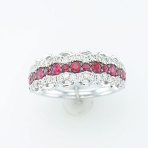 14K WHITE GOLD DIAMOND RUBY RING