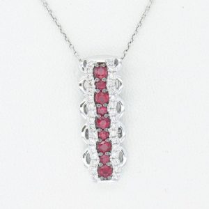 14K WHITE GOLD DIAMOND RUBY PENDANT