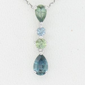 14K WHITE GOLD MONTANA SAPPHIRE PENDANT