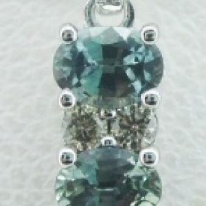14K WHITE GOLD DIAMOND MONTANA SAPPHIRE PENDANT