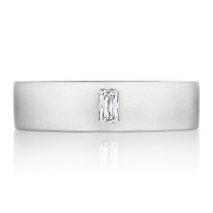 Bezel Set Diamond Wedding Band in Satin Finish