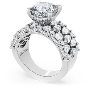 Cushion Solitaire Engagement Ring w/ North South Marquise & Pear Band