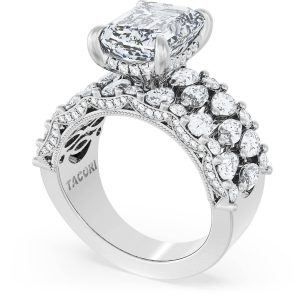 Emerald Solitaire Engagement Ring w/ North South Marquise & Pear Band