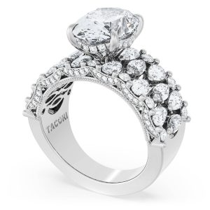 Oval Solitaire Engagement Ring w/ North South Marquise & Pear Band