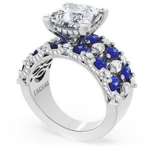 Princess Solitaire Engagement Ring w/ North South Marquise & Pear Band